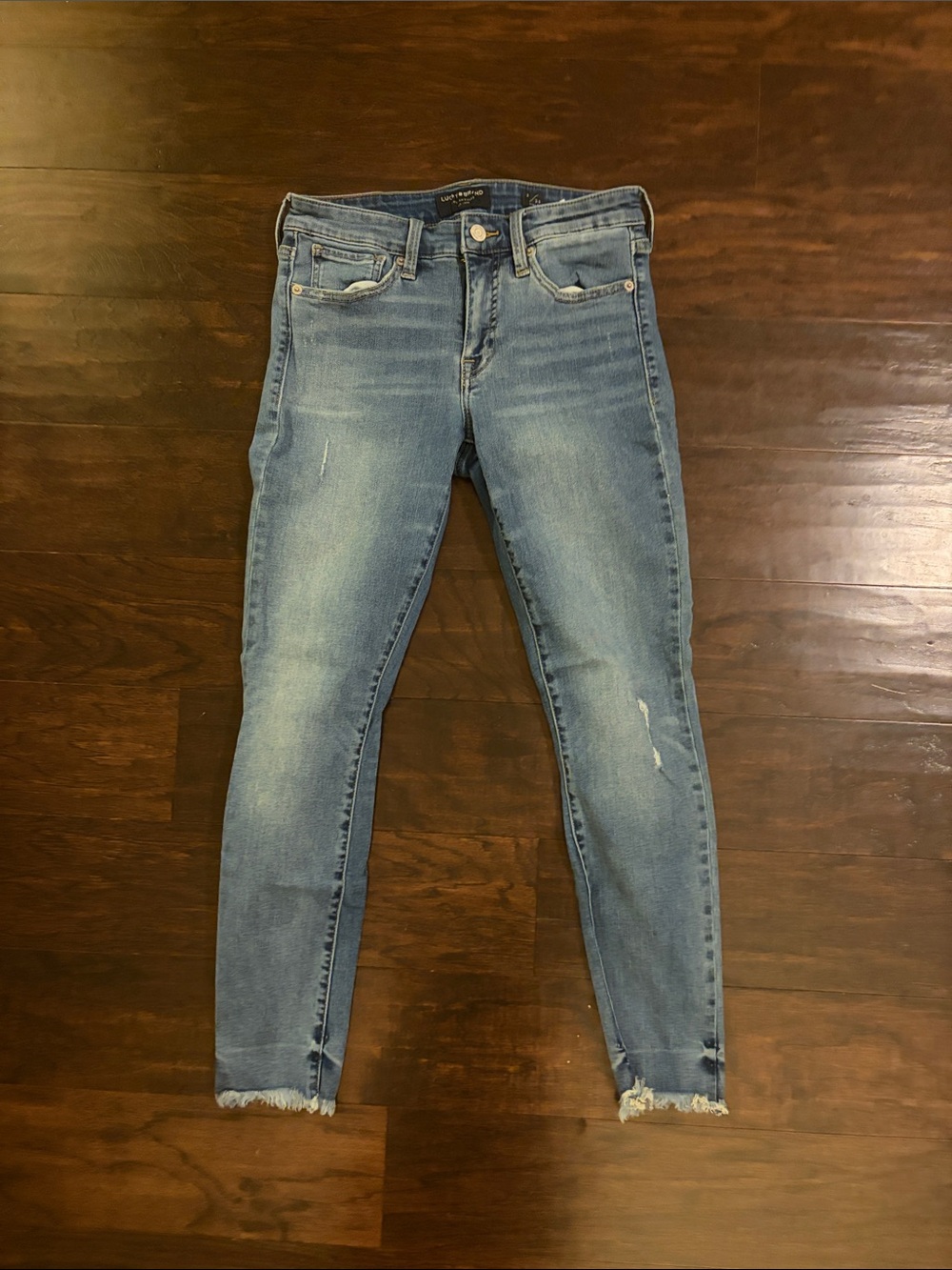 Lucky Brand Women's Light Wash Skinny Jeans with Frayed Hem